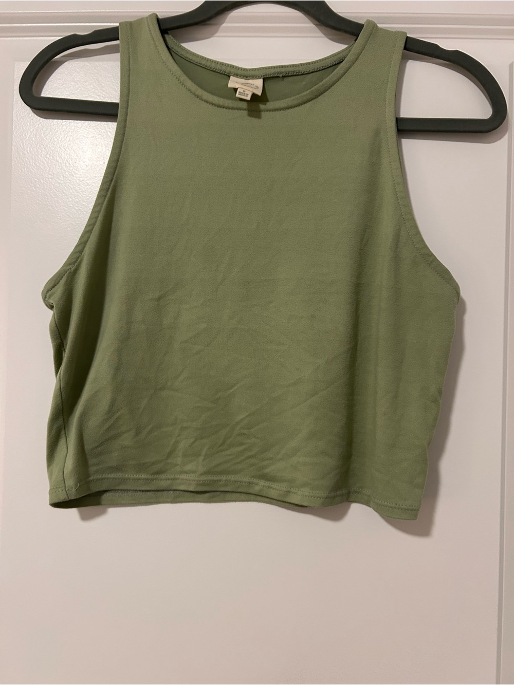 Sleeveless Olive Crop Tank Top